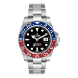 Relógio Rolex Gmt Pepsi Base Eta 2840 + Caixa Rolex Couro