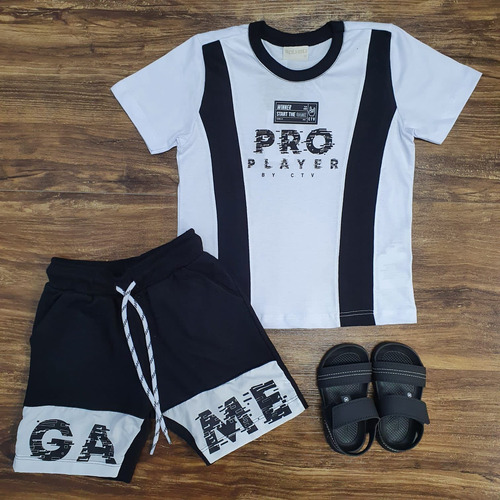 Conjunto Verão Camiseta Bermuda Game Infantil Menino Roupa