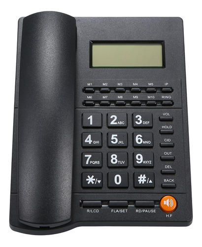 Teléfono De Identificación Fijo Con Cable Negro (línea Estad