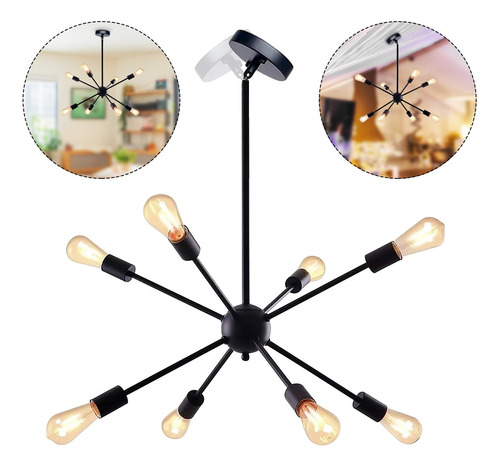 Lampara De Techo Colgantes Moderna Ajustable Vintage 8 Luces