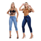 Kit 2 Calça Capri Jeans Feminina L/bumbum C/lycra Promoção