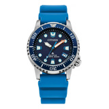 Reloj Citizen Promaster Dive Eo2028-06l Para Dama Color De La Correa Azul Color Del Bisel Azul Color Del Fondo Azul