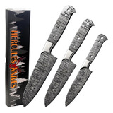 Hercules Knives Juego De 3 Cuchillos De Chef Personalizados 
