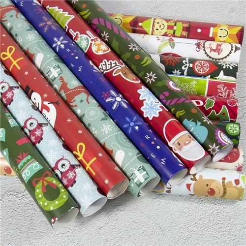 10 Pliegos Papel De Regalo Diseños Navideños 