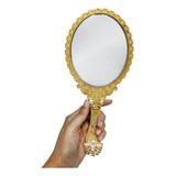Espelho De Mão 25cm Abebê Oxum Orixá Yabás Dourado Umbanda