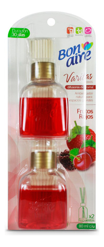 Ambientador Varitas Aromatizantes Frutos Rojos 2 X 80 Ml