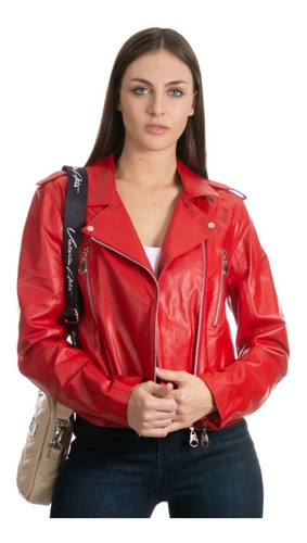 Campera Victoria Ates Neo De Cuero Legitimo Rojo