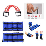 Pack Banda Elástica + Par Tobillera Set 3 Kg / Ejercicios