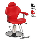 Silla Sillon Barberia Estetica Hidraulica Reclinable Salon E Color Rojo