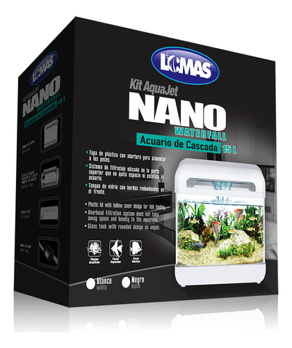 Lomas Acuario Nano Blanco Con Filtro Cascada Y Luz 15 Litros