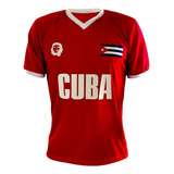  Camiseta Futbol Cuba Rostro Guevara Roja Escote V Retro