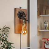 Moderna Lámpara De Pared Led Steampunk Cable Enchufabl...