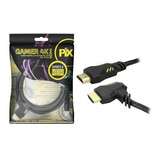 Cabo Hdmi Gamer Profissional 2.0 4k Hdr Plug 90 Graus 2 Mts