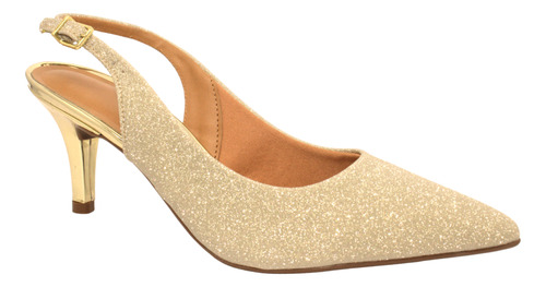 Scarpin Salto Baixo Sapato Feminino Glitter Vizzano 1185700