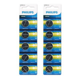 Kit 2 Cartelas Pilhas Baterias Cr2032 3v Philips Alarme