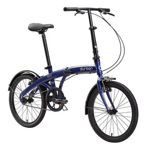 Bicicleta  Dobrável Plegable Durban Eco Aro 20 1v Freios V-brakes Cor Azul Com Descanso Lateral