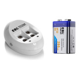 Combo Cargador 9v Usb + 1 X Bateria Ni-mh 9v 280mah Ebl 