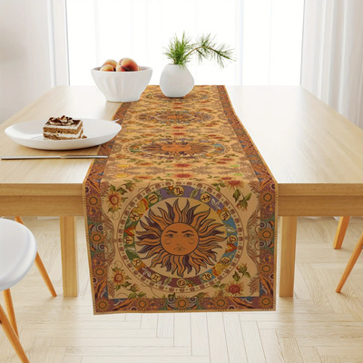 Bufanda De Mesa Reutilizable De Lino Con Forma De Sol Y Luna