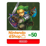 Cartão Pré-pago Nintendo Switch Eshop Brasil R$ 50 Reais