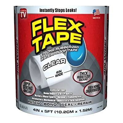 Cinta Impermeable De Goma Fuerte Flex Tape 4''x5' Clear | Envío gratis