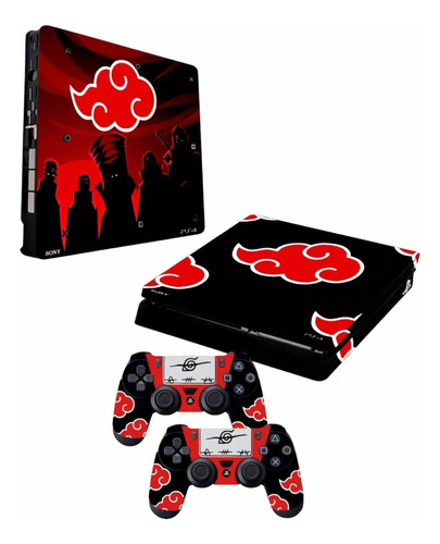 Kit Skin Adesivo Ps4 Slim Playstation 4 Akatsuki Naruto