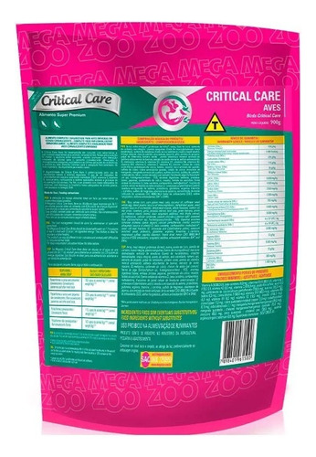 Megazoo Critical Care Aves 900g Papinha Pássaros Doentes