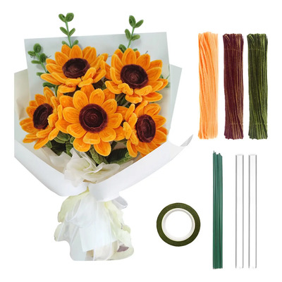 Limpia Pipas Chenile De Ramo Girasol Tejidos Para Regalo | MercadoLibre