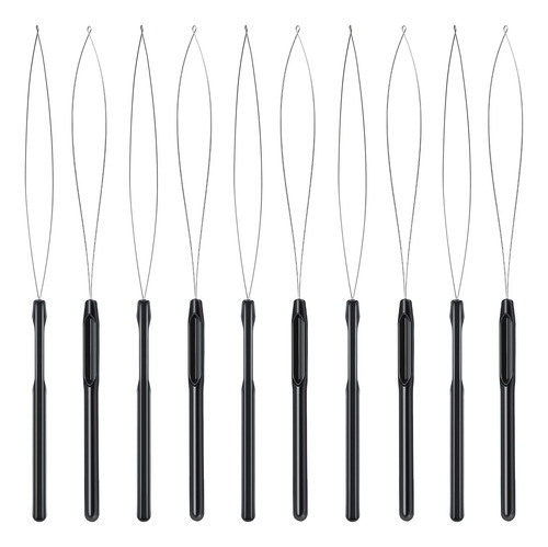 10 Pieces Hair Extension Loop Needle Threader Pulling Hook .