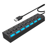 Hub Usb 7 Portas 2.0 Multi Entrada Chave Seletora Régua