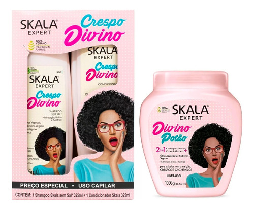 Kit Skala Shampoo Acondicionador Y Mascara Crespo Divino