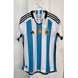 Camiseta Selección Argentina 3 Estrellas Campeón 2022 T.l 