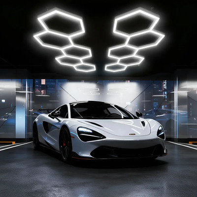 1.33m X 3.8m 2pcs Lámpara Techo Luz Led Panel Hexagonal Showroom Plafón Empotrado Luz Showroom, 10 Hoyos Iluminación Comercial Profesional Ahorro Energía Blanco | Envío gratis
