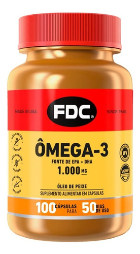 Omega-3 Fish Oil Óleo De Peixe Epa 1000mg 100 Cápsulas Fdc