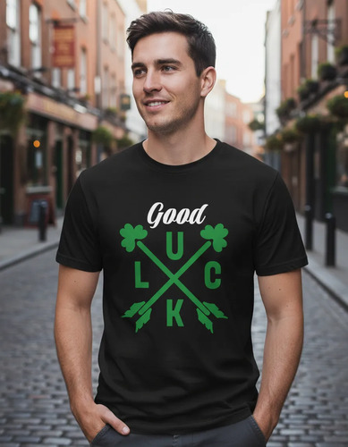 Playera Negra Good Luck Día De San Patricio St. Patricks Day