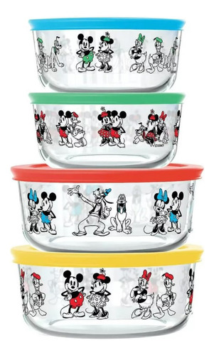 Refractarios De Vidrio Pyrex Disney 8 Pzas Mickey Mouse