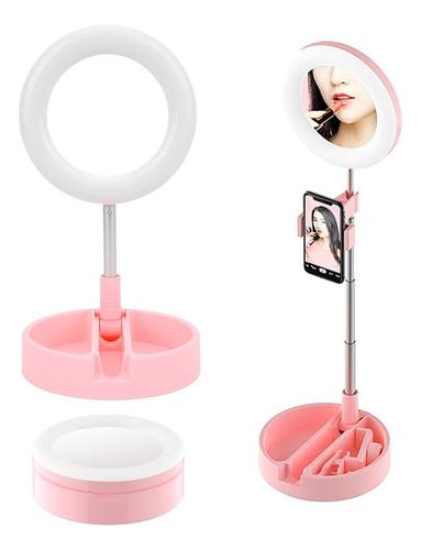 Espejo Selfie Porta Celular Luz Led Ring Light Usb Maquillaj