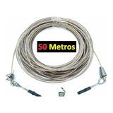 Varal Cabo Aço Encapado De 4mm 50mt Com Gancho E Clips Cor Dourado