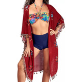 Tapado Kimono Playero De Verano Mujer 