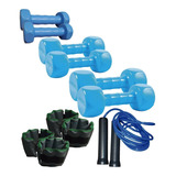 Kit Sport Maniac Set Pesas Azules + Soga + Tobilleras 2kg