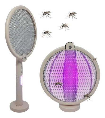 Lampada Raquete Elétrica Mata Mosquito Luz Ultravioleta Led