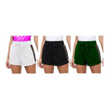 Kit 03 Short Feminino Viscolycra Telinha Lateral Moda Praia 