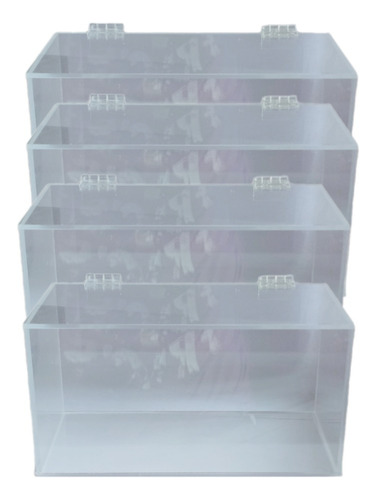 4 Piezas Caja Organizadora 20x10x10 Con Tapa De Acrilico