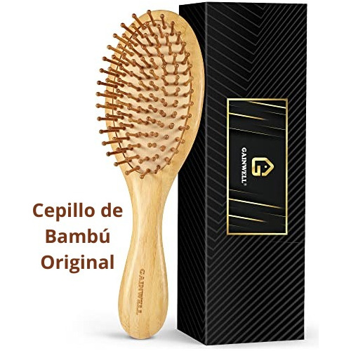 Cepillo De Pelo Paleta Bambú Desenredante Masajear Cuero Ca 