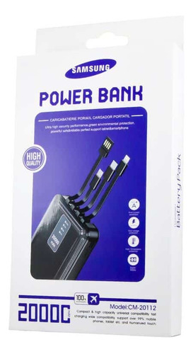 Cargador Portátil Samsung Powerbank | 20000mah | 4 En 1 Color Negro