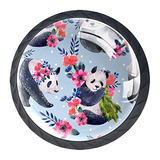 Bm21s1hgj Vaso De Cristal Con Flores Rosas Y Panda De Acuare