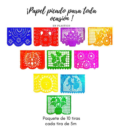 Papel Picado Enramada Destellos Tira 5.50 M Paq 10 Plastico