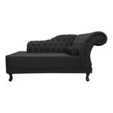 Divã Chaise Vani Recepção 1,80 Suede Preto