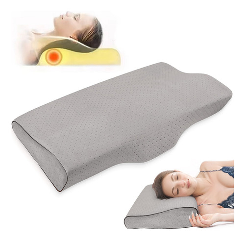 Almohadas Memory Foam Cervical Almohada Ergonómica De Cuello Color Gris