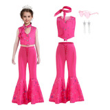 Disfraz De Barbie Para Niña Conjunto De Discoteca Hippie Occidental Uniforme Rosa Fiesta De Cumpleaños Cosplay De Margot Robbie Halloween