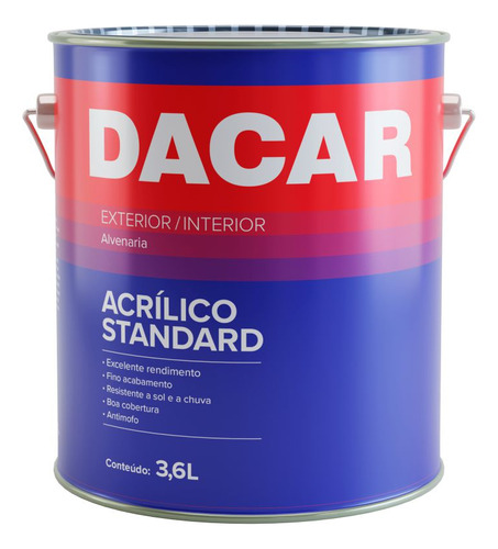 Tinta Acrílica Fosca Standard Cinza Arabesco 3,6l Dacar